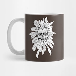 Skull in chrysanthemum flower - tattoo inspired hand drawing Mug